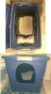 I Improved On The 30 Gallon Tote Kitty Litter Box Inside I Put A High Side Flat Bottom Kitty Litter Box Cat Training Litter Box Diy Litter Box Cat Litter Box