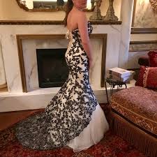 tiffany designs prom dress 2 black white mermaid