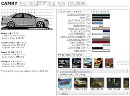 Camry 02 06 Color Spec Chart Camry Forums Toyota Camry