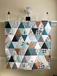 Bear Mountain Triangles Baby Quilt Handmade Woodland Baby Etsy Handmade Baby Quilts Boys Quilt Patterns Baby Boy Quilts