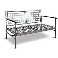 Moderne Gartenbank 2 Sitzer Eisengrau Tiefsitzer