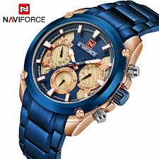 Blue's neighboring colors are green and violet. New Naviforce Men S Chronograph Blue Colour Watch Stainless Steel Sports Type Men S Fashion Products Aman Souq