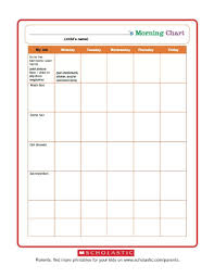 Morning Routine Chart Worksheets Printables Scholastic