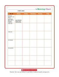 morning routine chart worksheets printables scholastic