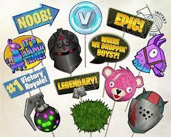 Fortnite Inspired Photo Booth Props Digital Download Printable Party Decoration Video Game Battle Photo Booth Printables Photo Booth Props Party Photo Booth