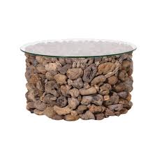 Teak root coffee table rustic solid wood furniture large driftwood accent side end tea unit small round glass top vintage centre living room. Round Driftwood Coffee Table With Glass Top Living Room From Breeze Furniture Uk