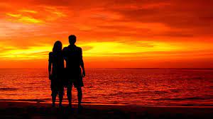 Couple Silhouette Romantic Beach Sunset 4k Beachpictures4k Romantic Sunset Sunset Sunset Wallpaper