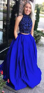 Two Piece Beaded Black And Champagne Long Prom Dress With Pockets Prom Dresses Blue Dark Blue Prom Dresses Piece Prom Dress