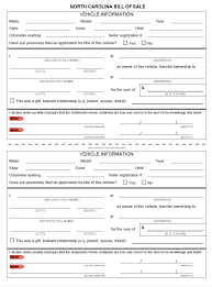 get north carolina auto bill of sale form usedautobillofsale com
