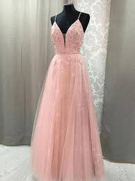 Pink Prom Dresses With Straps Aline Floor Length Appliques Long Lace Open Back Prom Dress Jkl1488 Blush Prom Dress Prom Dresses Lace Pink Prom Dresses