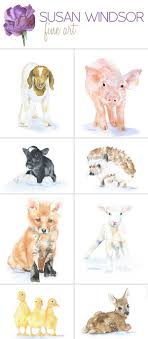 Baby Animal Water Color Prints Perfect For A Nursery Baby Animal Art Animal Art Watercolor Animals