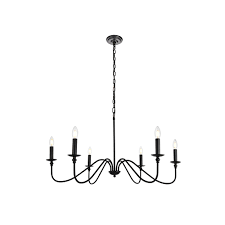 Elegant Lighting Rohan Matte Black Six Light Chandelier Ld5006d36mb Bellacor