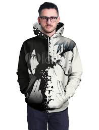 Hoodie For Men Naruto Sasuke Print Long Sleeve Anime Hoodie Milanoo Com