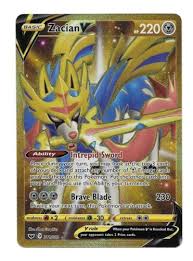 1 metal coin featuring zacian or zamazenta. Mavin Pokemon Zacian V 211 202 Gold Secret Rare Full Art Holo Nm Sword And Shield