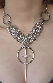 Dragonback Weave Maille Necklace With Sword and O-ring Pendant - Etsy