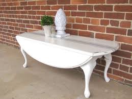 Off White Queen Anne Drop Leaf Coffee Table With Grain Sack Stripe Coffee Table Furniture Painted Furniture