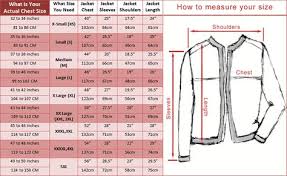 Size Chart For Jacket Jackets Shoulder Sleeve Size Chart