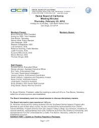 Dental Board of California Meeting Minutes