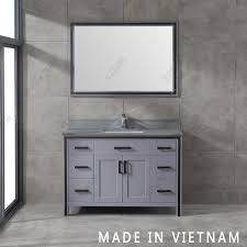 Juno gray 48 inch bathroom single sink vanity set with marble countertop. China 48inch Grey Vietnam Popular Bathroom Cabinet Wash Grey Solid Wood Modern Bathroom Vanity China Modern Free Standing