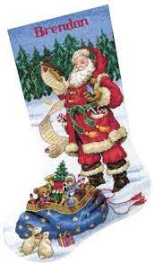 This is one of our personalized cross stitch christmas stockings design called bells and mistletoe. Amazon Com Dimensions Counted Cross Stitch Checking His List Personalized Christmas Stocking Kit 14 Count White Aida 16