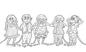 Coloriage Cinq Petits Singes Sautant Sur Le Lit Coloriages A Imprimer Gratuits
