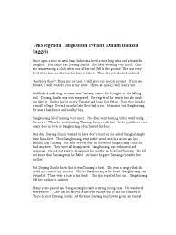 Huh, mesti pada angkat tangan semua dan bilang sudah. Teks Legenda Tangkuban Perahu Dalam Bahasa Inggris