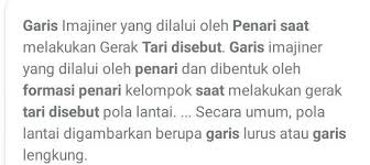 Pola lantai merupakan garis yang dilalui penari pada saat melakukan gerak tari. Garis Yang Dibuat Oleh Formasi Penari Saat Menari Dinamakan Brainly Co Id