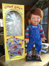 Chucky good guy doll lifesize official cardboard cutout/standup fan pack 75cm x 35cm includes 8x10 photo. Original 1988 Childs Play 1 Good Guy Talking Chucky Doll From The First Movie W Stand And Original Box Beautiful Nice Excellent Brand New Condition For Sale In Chucky Doll