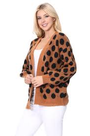 Casual single shoulder collar pure color sweater. Yemak Women S Chunky Polka Dot Open Front Long Sleeve Jacket Sweater C