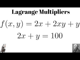 Lagrange Multipliers Maximize F X Y 2x 2xy Y Subject To 2x Y 100 Youtube Lagrange Multiplier Math Videos Lagrange