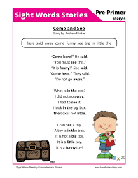 This Reading Comprehension Worksheet Come And See Is For Teaching Reading Comprehens Sight Word Reading Reading Comprehension Worksheets Teaching Sight Words