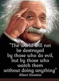 Silence Is Not Golden.** "The world will not be destroyed by those who do  evil, but by those who watch them without doing anything" Albert Einstein