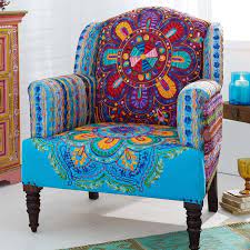 Beautiful Turquoise Upholstered Accent Chair For Living Room With Within Colorful Accent Chairs Colorful Ac Boho Style Furniture Cool Furniture Funky Furniture