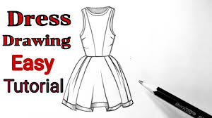 Hand drawn ink, pencil and markers sketch of a pink girly dress design with grey and purple stripes and a folded ribbon at. Pencil Dress Drawing Of A Girl Fashion Illustration Art Fashion Dress Design Tutorial Easy Youtube