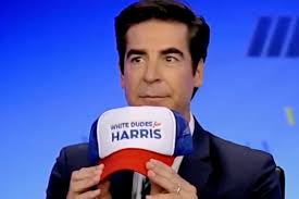 White Dudes for Harris says it 'broke' Fox News after awkward segment where  Jesse Watters tries to force co-host to wear merch