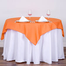 54 Orange Square Polyester Table Overlay In 2020 Table Overlays Tablecloth Sizes Orange Square