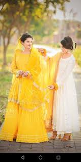 Bride With Her Sister Party Wear Maxi Dresses Indian Wedding Gowns Bridal Dress Design