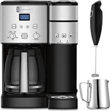 There's a lcd digital clock. Amazon Com Cuisinart 12 Cup Coffee Maker And Single Serve Brewer Stainless Steel Ss 15 Bundle With Milk Frother Handheld Electric Foam Maker For Coffee Latte Cappuccino Stainless Steel Milk Frothing Pitcher Kitchen