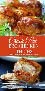 Easy Crock Pot Bbq Boneless Chicken Thighs A Southern Discourse Chicken Crockpot Recipes Slow Cooker Chicken Thighs Chicken Thigh Recipes Crockpot