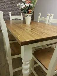 Shabby Chic Solid Pine Farmhouse Dining Table Chairs And Bench Country Style Painted L Farmhouse Dining Table Shabby Chic Dining Tables Country Style Kitchen