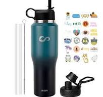 INSPI 40oz Insulated Water Bottle Fits in Car Cup Holders, Stainless Steel  Water Bottle Tumbler with Straw Spout Lid & Stickers, Double Wall Travel ...