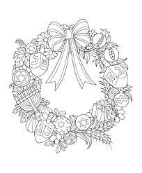 This coloring page for adults features a christmas wreath. Hanukkah Wreath Coloring Page Hanukkah Coloring Pages Flower Coloring Pages Christmas Coloring Pages