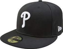 Mlb Philadelphia Phillies Black With White 59fifty Fitted Cap By New Era 22 90 Embroidered T Philadelphia Phillies Fitted Caps Major League Baseball Players