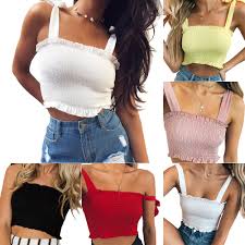 Be sure to leave at least â½ inch open to insert your elastic. Fashion Solid Tie Bow Chiffon Camis Streetwear Tube Top Women Ruched Pleated Crop Sexy Bustier Tees Female Tank Tops Alexnld Com