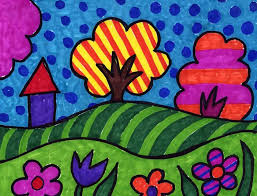 Pop Art Lesson How To Draw A Colorful Landscape Art Projects For Kids Kids Art Projects Pop Art Drawing Art Drawings For Kids