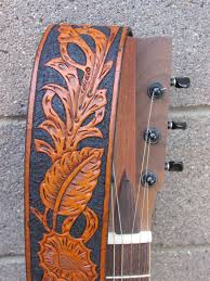 Classic wallpaper seamless vintage flower pattern on dark color background. 2 5 Wide Hand Carved Leather Guitar Strap Etsy Leather Guitar Straps Guitar Strap Leather Art