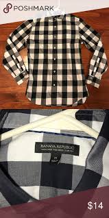 Black And White Checkered Button Up Shirt Banana Republic Button Up Shirt Shirts Button Up Shirts Black Shirt