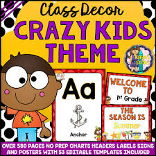 Crazy Kids Theme Classroom Decor Mega Bundle Pack Editable Back To School