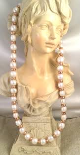 Vintage Jewellery Italian Rose Gold Pearl Bead Necklace White Pearls Honora  Jewelry Statement Runway Fashion Wedding Bridal Mother Bride