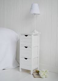 Side View Of Dorset Narrow White Bedside Table Slim Bedside Table Narrow Bedside Cabinets Side Tables Bedroom